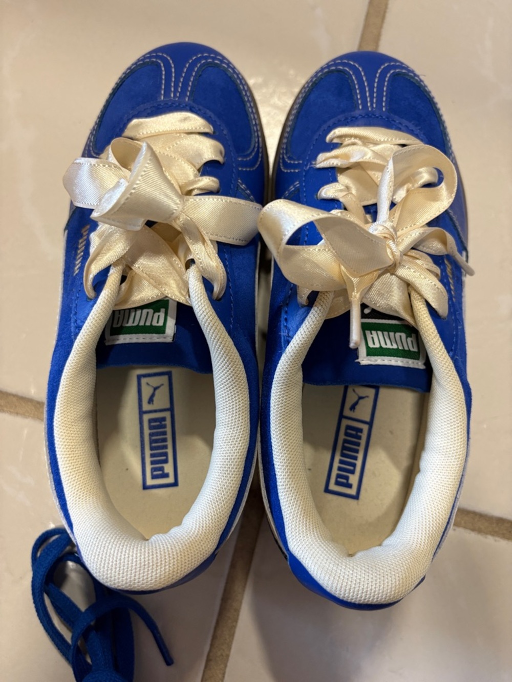 Puma Palermo Platform Sneakers in Blue & Cream - Picture 5 of 8